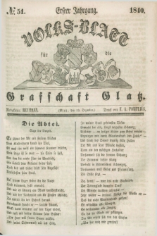 Volks-Blatt für die Graffschaft Glatz. Jg.1, №. 51 (19 Dezember 1840)