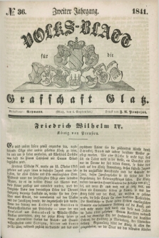 Volks-Blatt für die Graffschaft Glatz. Jg.2, №. 36 (4 September 1841)
