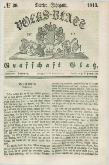 Volks-Blatt für die Graffschaft Glatz. Jg.4, №. 39 (23 September 1843) + dod.