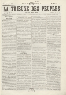 La Tribune des Peuples : journal quotidien. 1849, nr 1