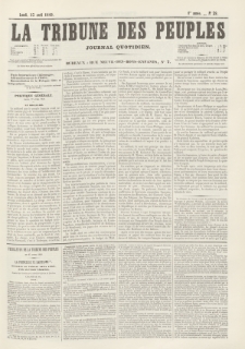 La Tribune des Peuples : journal quotidien. 1849, nr 39