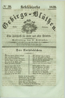 Schlesische Gebirgs-Blüthen : eine Zeitschrift für Leser aus allen Ständen. Jg.5, № 39 (26 September 1839)