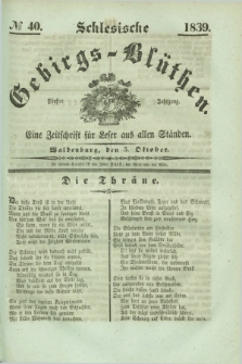 Schlesische Gebirgs-Blüthen : eine Zeitschrift für Leser aus allen Ständen. Jg.5, № 40 (3 Oktober 1839)