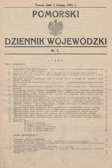 Pomorski Dziennik Wojewódzki. 1931, nr 3