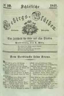 Schlesische Gebirgs-Blüthen : eine Zeitschrift für Leser aus allen Ständen. Jg.7, № 10 (4 März 1841)