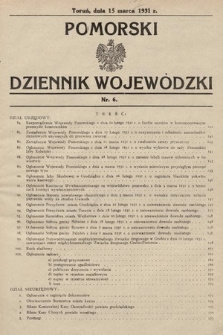 Pomorski Dziennik Wojewódzki. 1931, nr 6