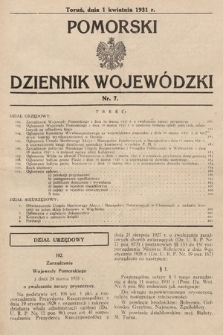 Pomorski Dziennik Wojewódzki. 1931, nr 7