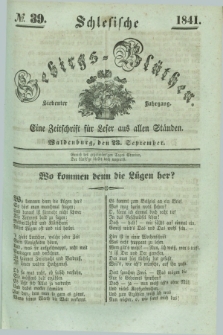 Schlesische Gebirgs-Blüthen : eine Zeitschrift für Leser aus allen Ständen. Jg.7, № 39 (23 September 1841)