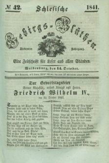 Schlesische Gebirgs-Blüthen : eine Zeitschrift für Leser aus allen Ständen. Jg.7, № 42 (15 October 1841)