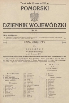Pomorski Dziennik Wojewódzki. 1931, nr 12