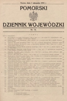 Pomorski Dziennik Wojewódzki. 1931, nr 16