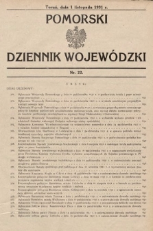 Pomorski Dziennik Wojewódzki. 1931, nr 22