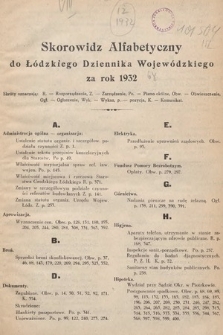 Łódzki Dziennik Wojewódzki. 1932, skorowidz alfabetyczny