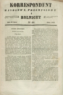 Korrespondent Handlowy, Przemysłowy i Rolniczy : wychodzi dwa razy na tydzień przy Gazecie Warszawskiéj. 1842, Nro 54 (13 lipca)