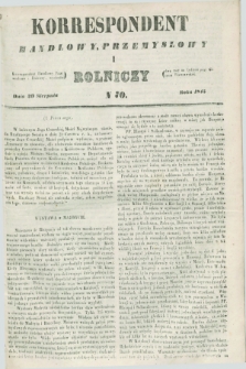 Korrespondent Handlowy, Przemysłowy i Rolniczy : wychodzi dwa razy na tydzień przy Gazecie Warszawskiéj. 1845, N 70 (30 sierpnia)