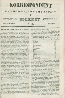 Korrespondent Handlowy, Przemysłowy i Rolniczy : wychodzi dwa razy na tydzień przy Gazecie Warszawskiéj. 1845, N 75 (17 września)