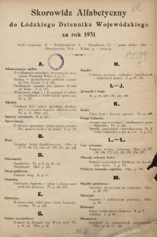 Łódzki Dziennik Wojewódzki. 1931, skorowidz alfabetyczny