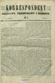 Korrespondent Handlowy, Przemysłowy i Rolniczy : wychodzi dwa razy na tydzień przy Gazecie Warszawskiéj. 1849, № 1 (5 stycznia)