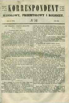 Korrespondent Handlowy, Przemysłowy i Rolniczy : wychodzi dwa razy na tydzień przy Gazecie Warszawskiéj. 1849, № 54 (18 lipca)