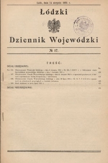 Łódzki Dziennik Wojewódzki. 1931, nr 17