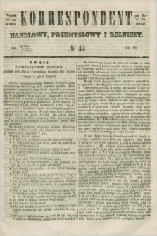 Korrespondent Handlowy, Przemysłowy i Rolniczy : wychodzi dwa razy na tydzień przy Gazecie Warszawskiéj. 1852, № 44 (5 czerwca)