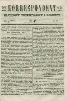 Korrespondent Handlowy, Przemysłowy i Rolniczy : wychodzi dwa razy na tydzień przy Gazecie Warszawskiéj. 1852, № 48 (20 czerwca)