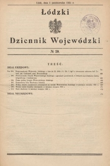 Łódzki Dziennik Wojewódzki. 1931, nr 20