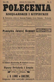 Polecenia Księgarskie i Kupieckie : dla duchowieństwa archidyecezyi Gnieźnieńsko-Poznańskiej, dyecezyi Chełmińskiej i Wrocławskiej. 1891, nr 2