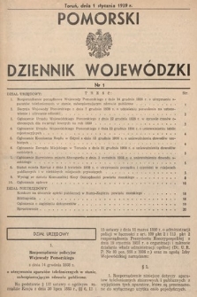 Pomorski Dziennik Wojewódzki. 1939, nr 1
