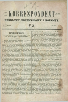 Korrespondent Handlowy, Przemysłowy i Rolniczy : wychodzi dwa razy na tydzień przy Gazecie Warszawskiéj. 1854, № 76 (24 września)