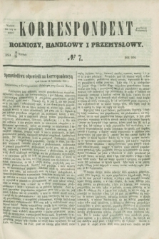 Korrespondent Rolniczy, Handlowy i Przemysłowy : wychodzi dwa razy na tydzień przy Gazecie Warszawskiéj. 1856, № 7 (24 stycznia)