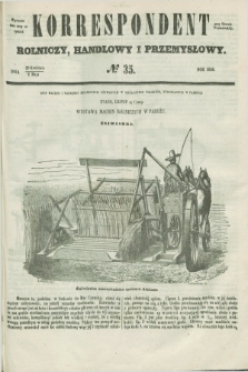Korrespondent Rolniczy, Handlowy i Przemysłowy : wychodzi dwa razy na tydzień przy Gazecie Warszawskiéj. 1856, № 35 (2 maja)