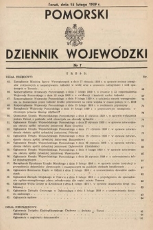 Pomorski Dziennik Wojewódzki. 1939, nr 7