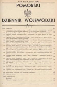 Pomorski Dziennik Wojewódzki. 1939, nr 11