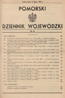 Pomorski Dziennik Wojewódzki. 1939, nr 18