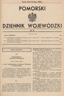 Pomorski Dziennik Wojewódzki. 1939, nr 19