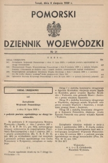 Pomorski Dziennik Wojewódzki. 1939, nr 21