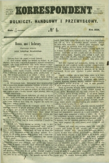 Korrespondent Rolniczy, Handlowy i Przemysłowy : wychodzi dwa razy na tydzień przy Gazecie Warszawskiéj. 1858, № 4 (14 stycznia)