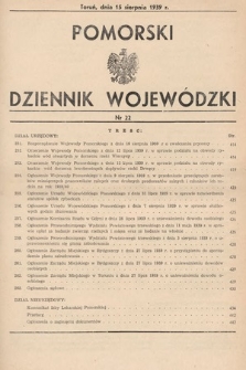 Pomorski Dziennik Wojewódzki. 1939, nr 22
