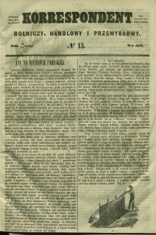 Korrespondent Rolniczy, Handlowy i Przemysłowy : wychodzi dwa razy na tydzień przy Gazecie Warszawskiéj. 1858, № 13 (14 lutego)