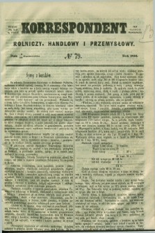 Korrespondent Rolniczy, Handlowy i Przemysłowy : wychodzi dwa razy na tydzień przy Gazecie Warszawskiéj. 1858, № 79 (14 października)