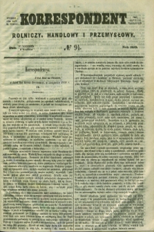 Korrespondent Rolniczy, Handlowy i Przemysłowy : wychodzi dwa razy na tydzień przy Gazecie Warszawskiéj. 1858, № 94 (9 grudnia)