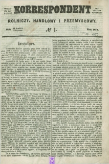 Korrespondent Rolniczy, Handlowy i Przemysłowy : wychodzi dwa razy na tydzień przy Gazecie Warszawskiéj. 1859, № 1 (2 stycznia)