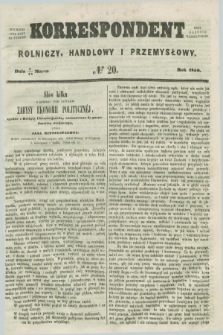 Korrespondent Rolniczy, Handlowy i Przemysłowy : wychodzi dwa razy na tydzień przy Gazecie Warszawskiéj. 1859, № 20 (13 marca)