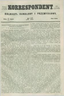 Korrespondent Rolniczy, Handlowy i Przemysłowy : wychodzi dwa razy na tydzień przy Gazecie Warszawskiéj. 1859, № 57 (28 lipca)