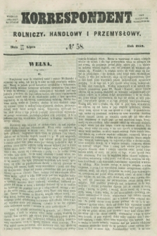 Korrespondent Rolniczy, Handlowy i Przemysłowy : wychodzi dwa razy na tydzień przy Gazecie Warszawskiéj. 1859, № 58 (31 lipca)