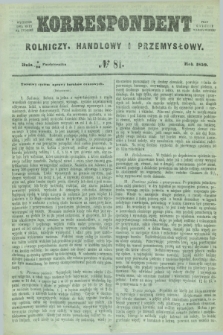 Korrespondent Rolniczy, Handlowy i Przemysłowy : wychodzi dwa razy na tydzień przy Gazecie Warszawskiéj. 1859, № 81 (20 października)