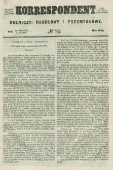 Korrespondent Rolniczy, Handlowy i Przemysłowy : wychodzi dwa razy na tydzień przy Gazecie Warszawskiéj. 1859, № 92 (1 grudnia)