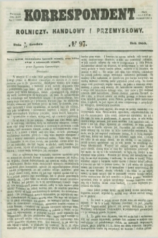 Korrespondent Rolniczy, Handlowy i Przemysłowy : wychodzi dwa razy na tydzień przy Gazecie Warszawskiéj. 1859, № 97 (18 grudnia)
