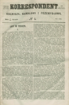 Korrespondent Rolniczy, Handlowy i Przemysłowy : wychodzi dwa razy na tydzień przy Gazecie Warszawskiéj. 1860, № 4 (19 stycznia)